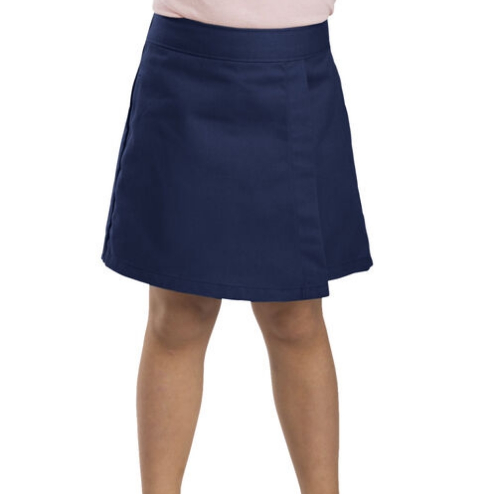 3 Dickies Uniform Girls' Faux Wrap Skort,Dark Navy